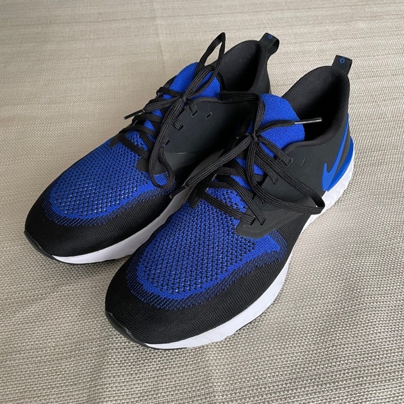 Nike Men`s Odyssey React 2 Flyknit Black/racer Blue Running Shoes Size 10,5 - Picture 4 of 9